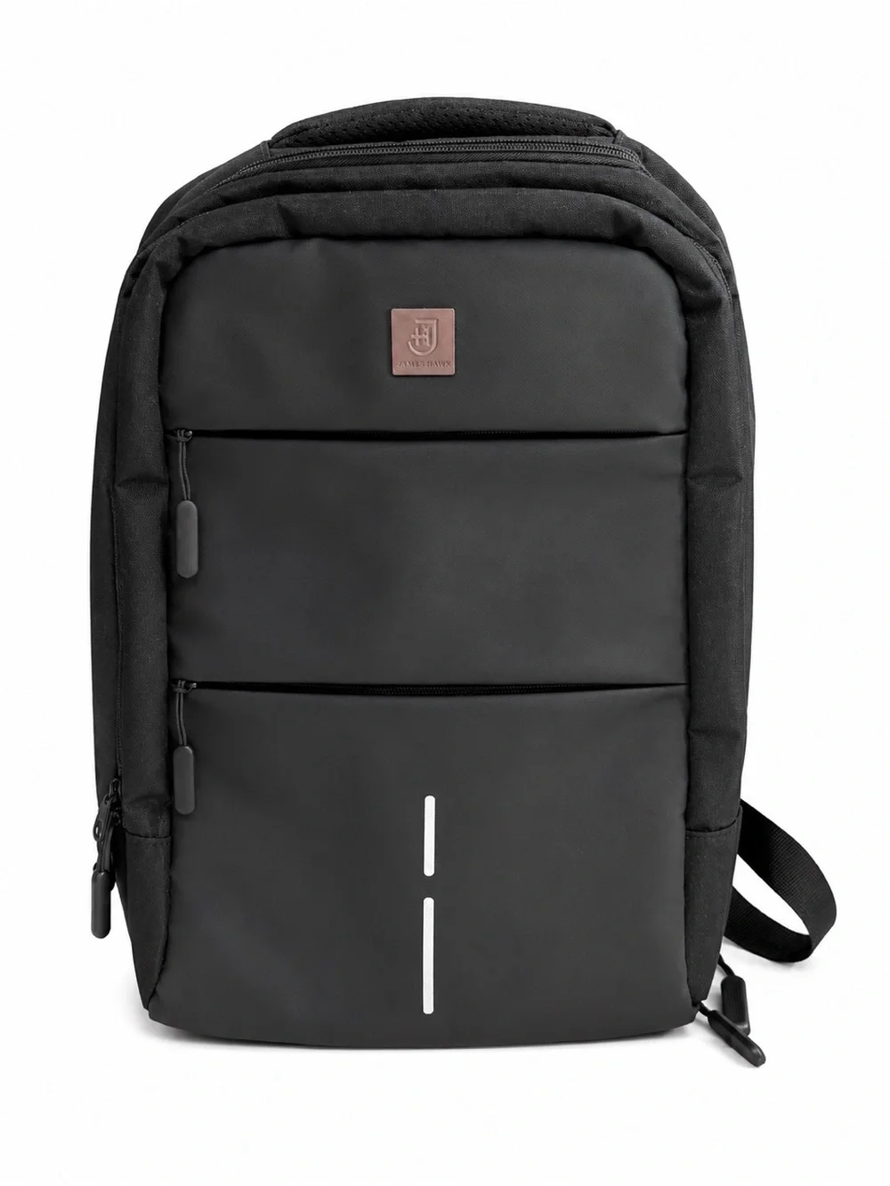 James Hawk Men's Black Commuter Smart Backpack with Reflective Strip